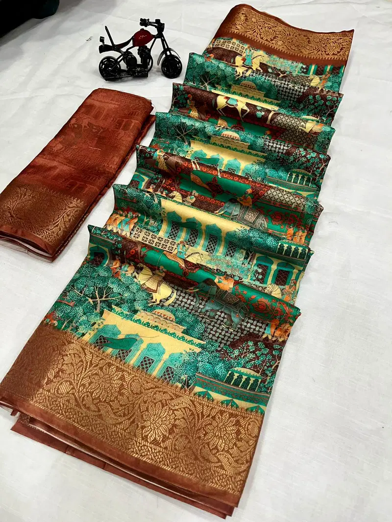 Wow Hit Antic Designer Digital Printed Dola Silk Non Catalog Saree Wholesale Online
